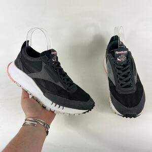 Reebok CL Legacy Sneaker Womens 7.5 Black Lace Up Low Top Running Athletic Shoes
